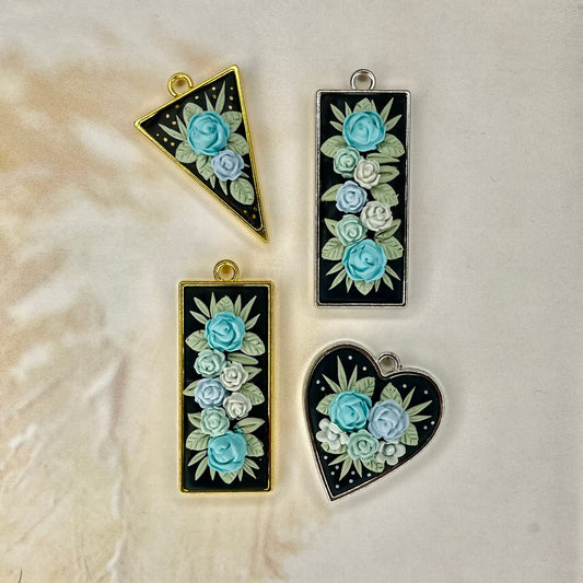 Blue Floral Pendants