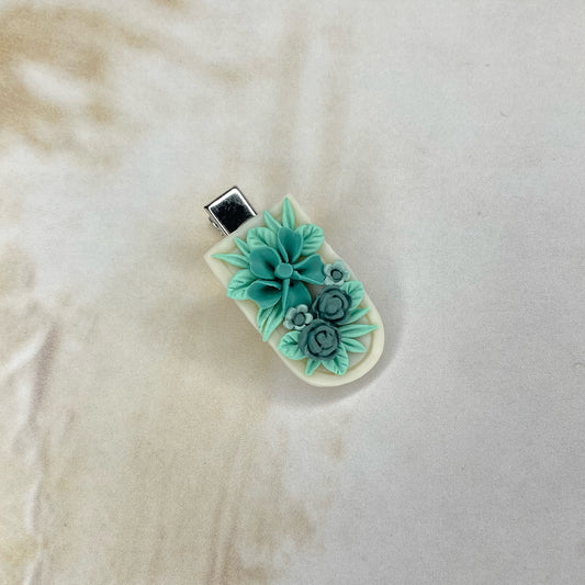 Hair Clip - Teal Bouquet