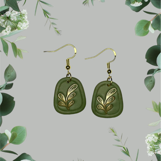 Olive Green + Gold Leaves