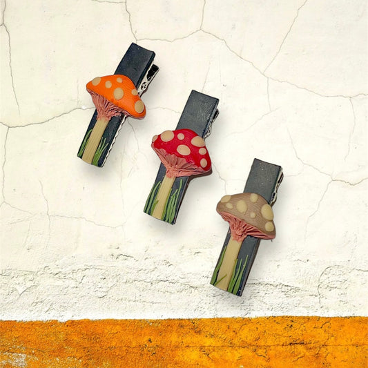 Hair Clips - Mushroom