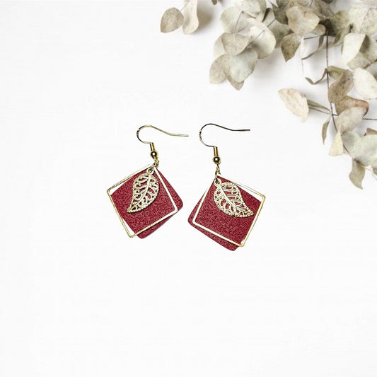 Red + Gold Leaf Dangle