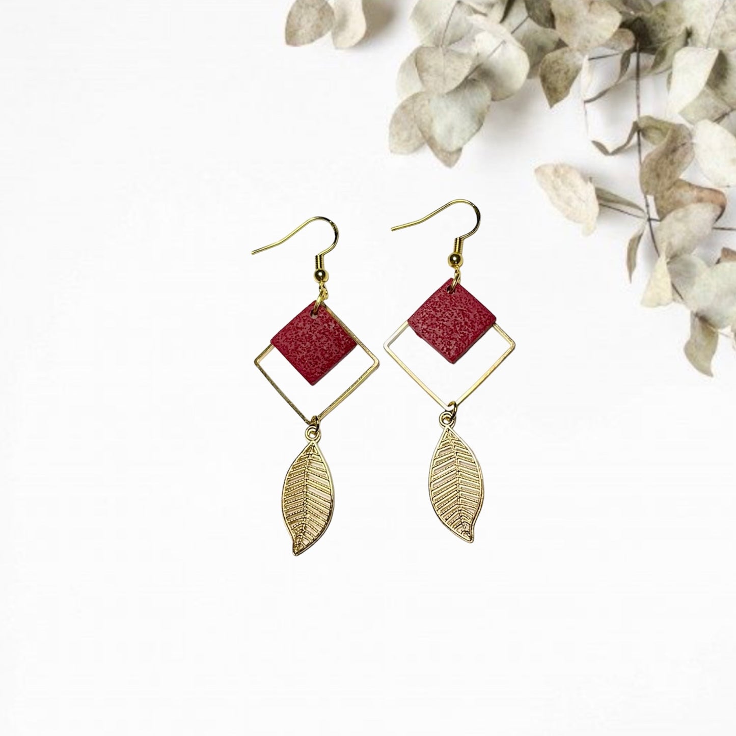 Red + Gold Leaf Dangle