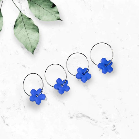 Blue Daisy Hoops