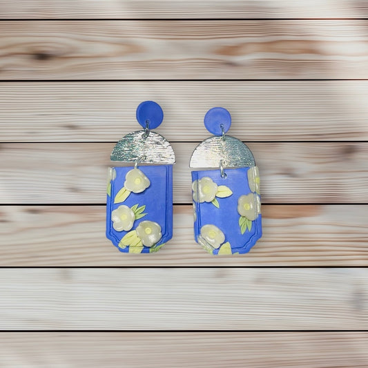 Blue Floral Dangles